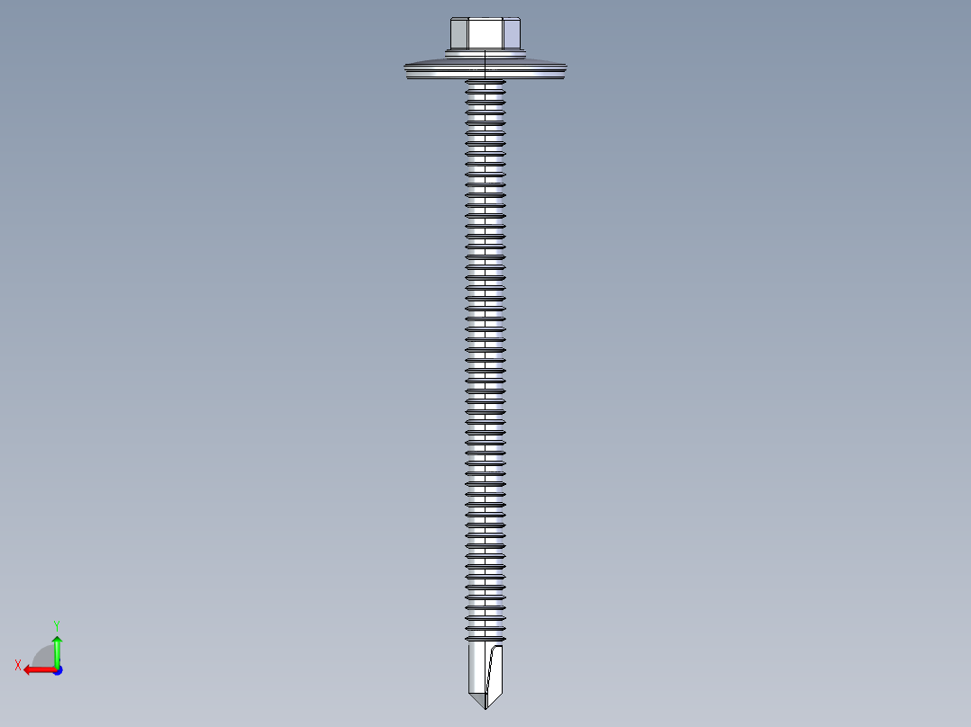 紧固件-IGES Drill-Tip Stucco Screw 0.2500后视图