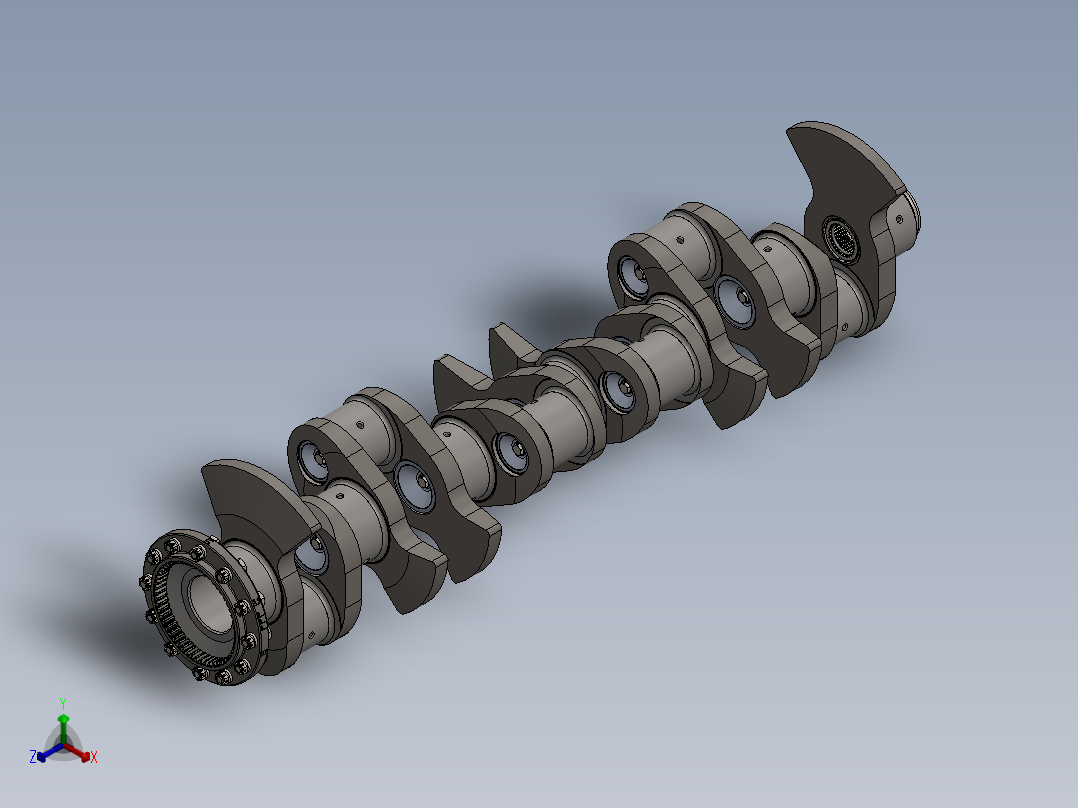 发动机曲轴总成3D数模图纸 Solidworks设计