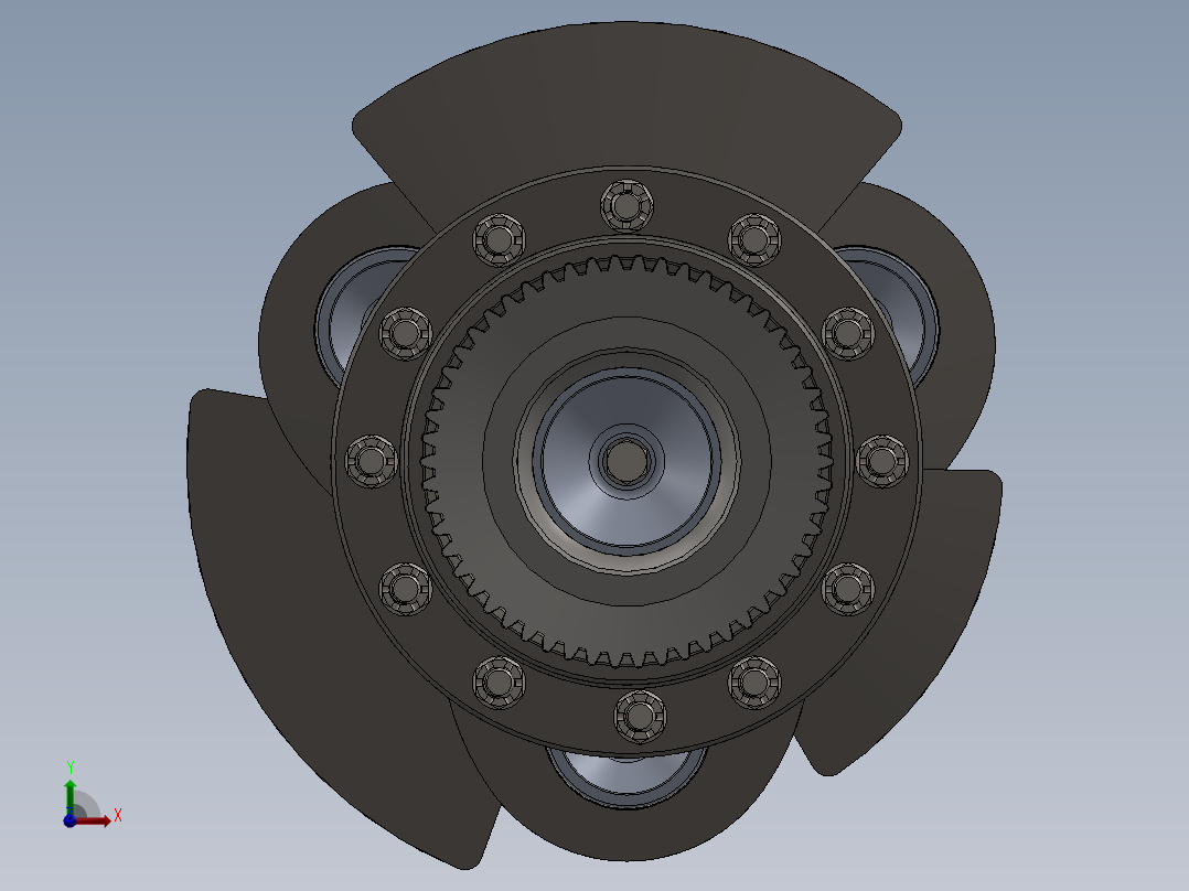 发动机曲轴总成3D数模图纸 Solidworks设计前视图