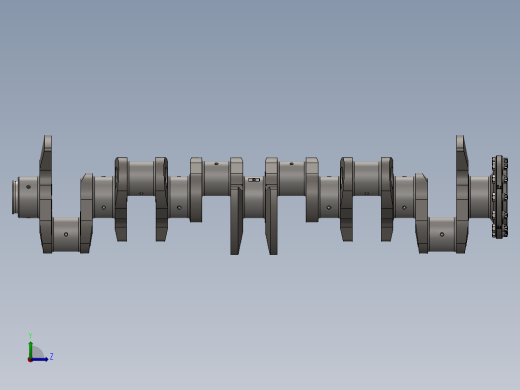 发动机曲轴总成3D数模图纸 Solidworks设计左视缩略图