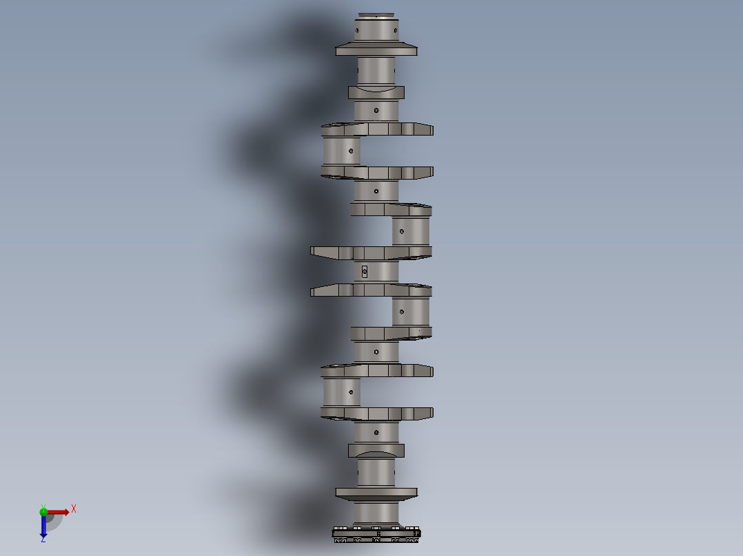 发动机曲轴总成3D数模图纸 Solidworks设计俯视图