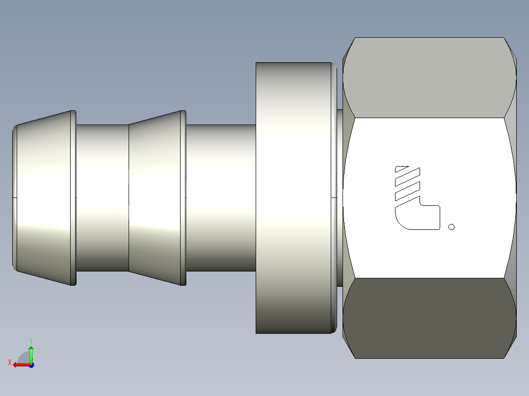 软管与硬管连接用工业通用接头0132_14_62后视图