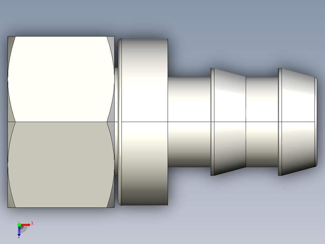 软管与硬管连接用工业通用接头0132_14_62俯视图