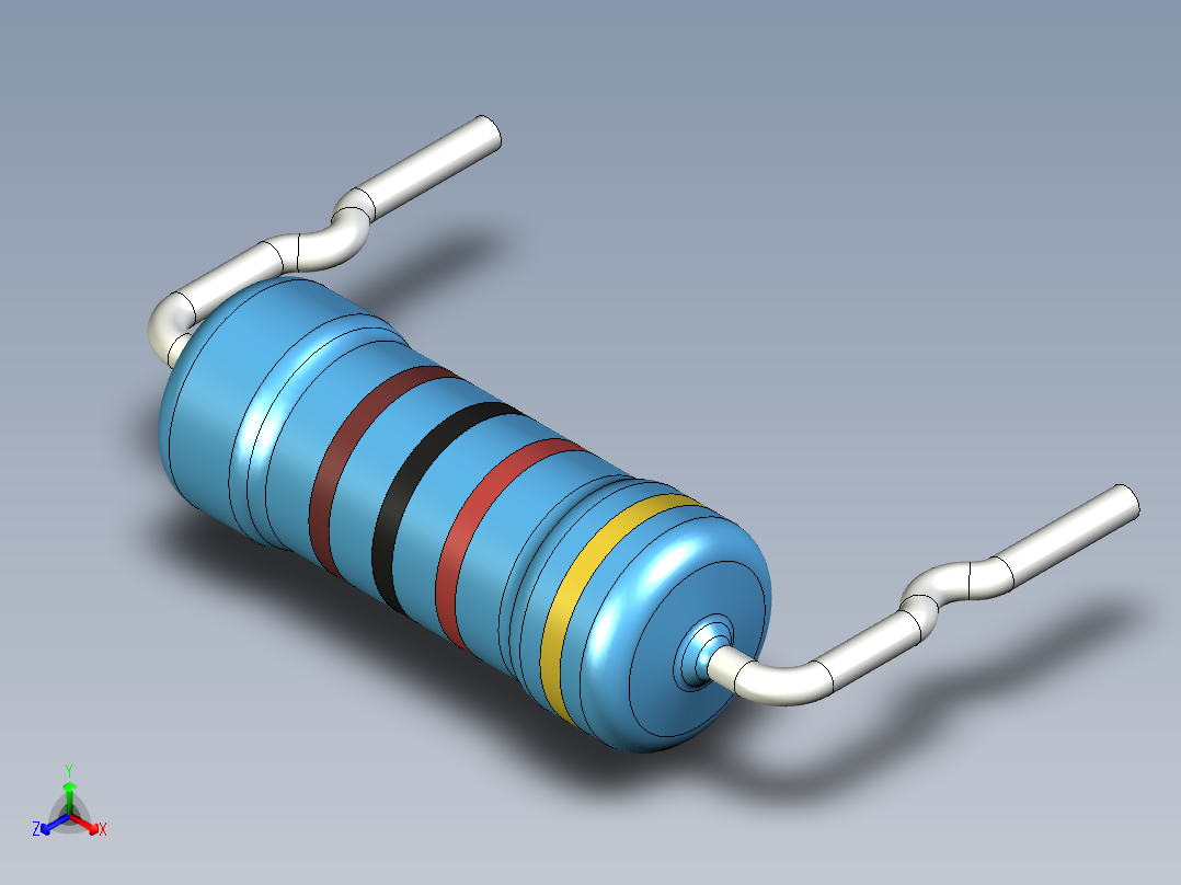 无源元件封装-RES-0.5W-HH-MF正等轴测图