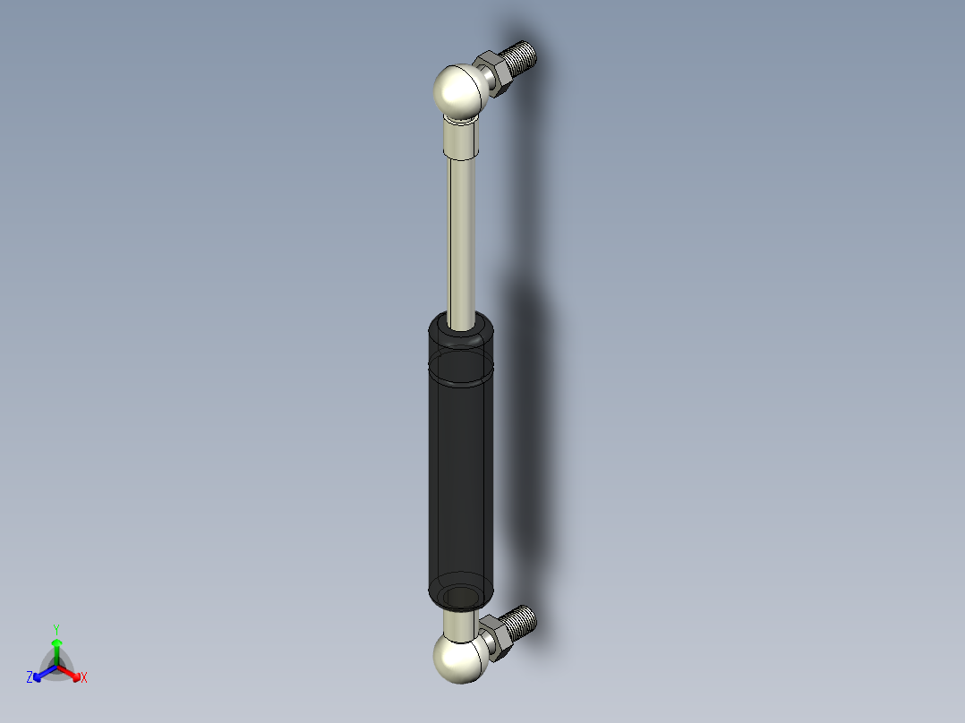 Q气压弹簧B310000008(10KG L195 和尚頭 進口)正等轴测图