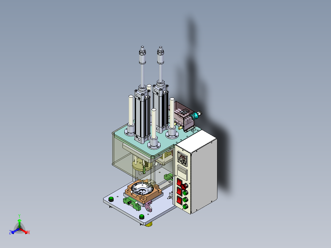半自动铆压热熔接机正等轴测图