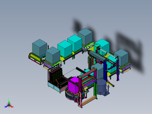 组合式捆扎缠绕包装一体机正等轴测缩略图