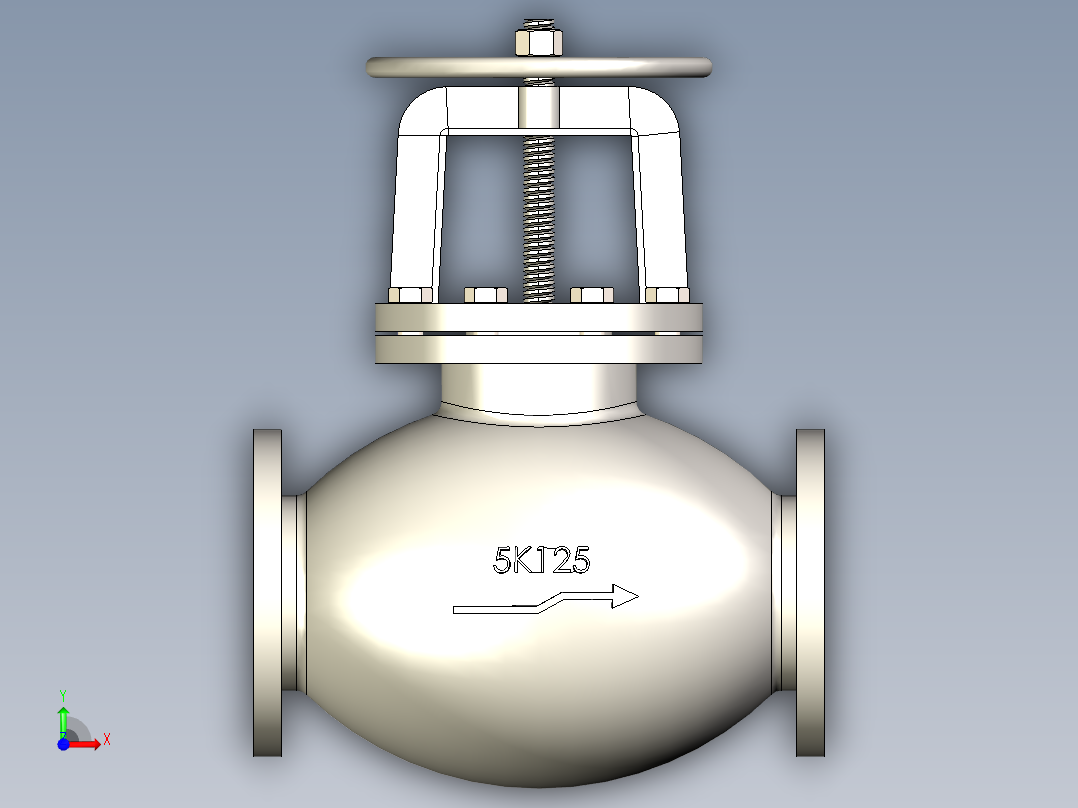 铸铁 铸钢截止阀 截止止回阀-JIS5K-125前视图