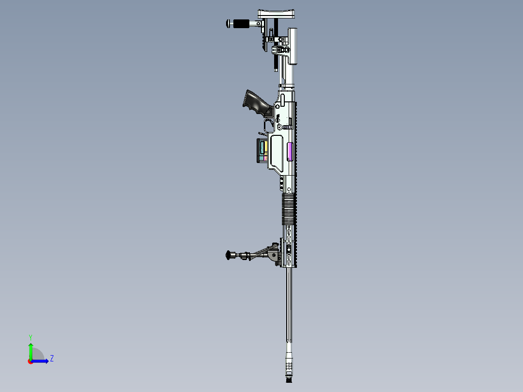 手枪左轮冲锋枪老式狙击步枪设计3D图纸sniper-rifle-19 STP左视图