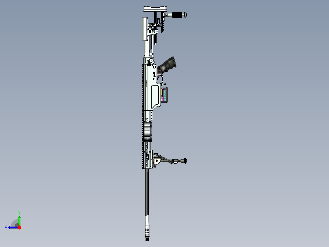 手枪左轮冲锋枪老式狙击步枪设计3D图纸sniper-rifle-19 STP右视图