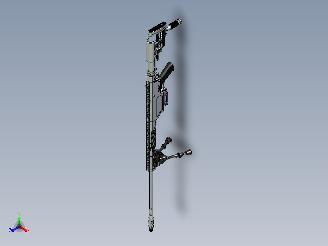 手枪左轮冲锋枪老式狙击步枪设计3D图纸sniper-rifle-19 STP正等轴测图