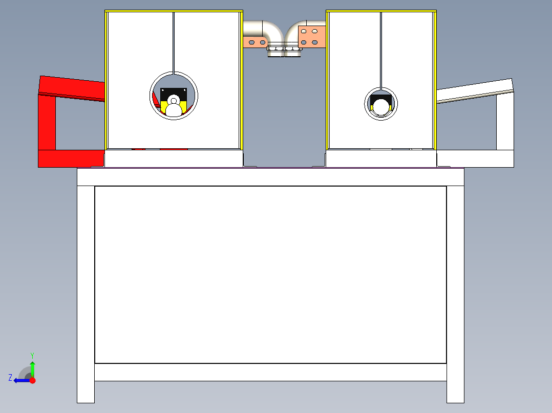 双工位透热炉（带气缸进料装置）右视图