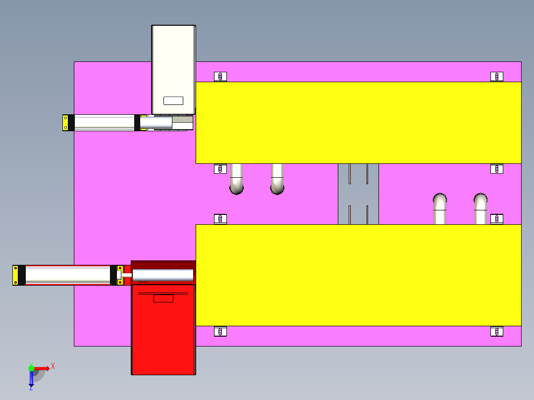 双工位透热炉（带气缸进料装置）俯视图