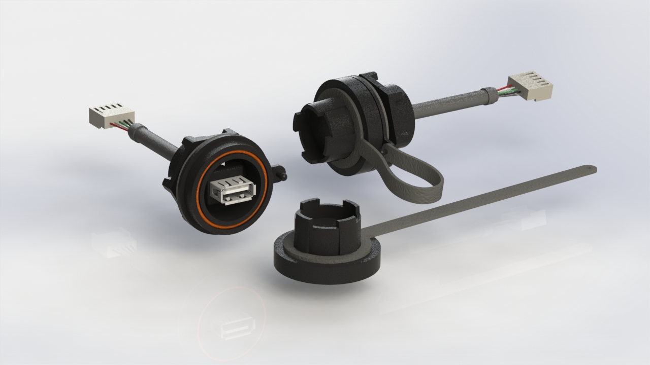 前面板安装引线USB A连接器PX0843