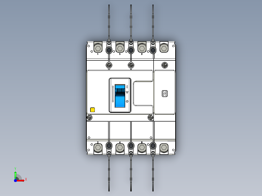 NM5-125F 4P塑料外壳式断路器三维模型202209前视图