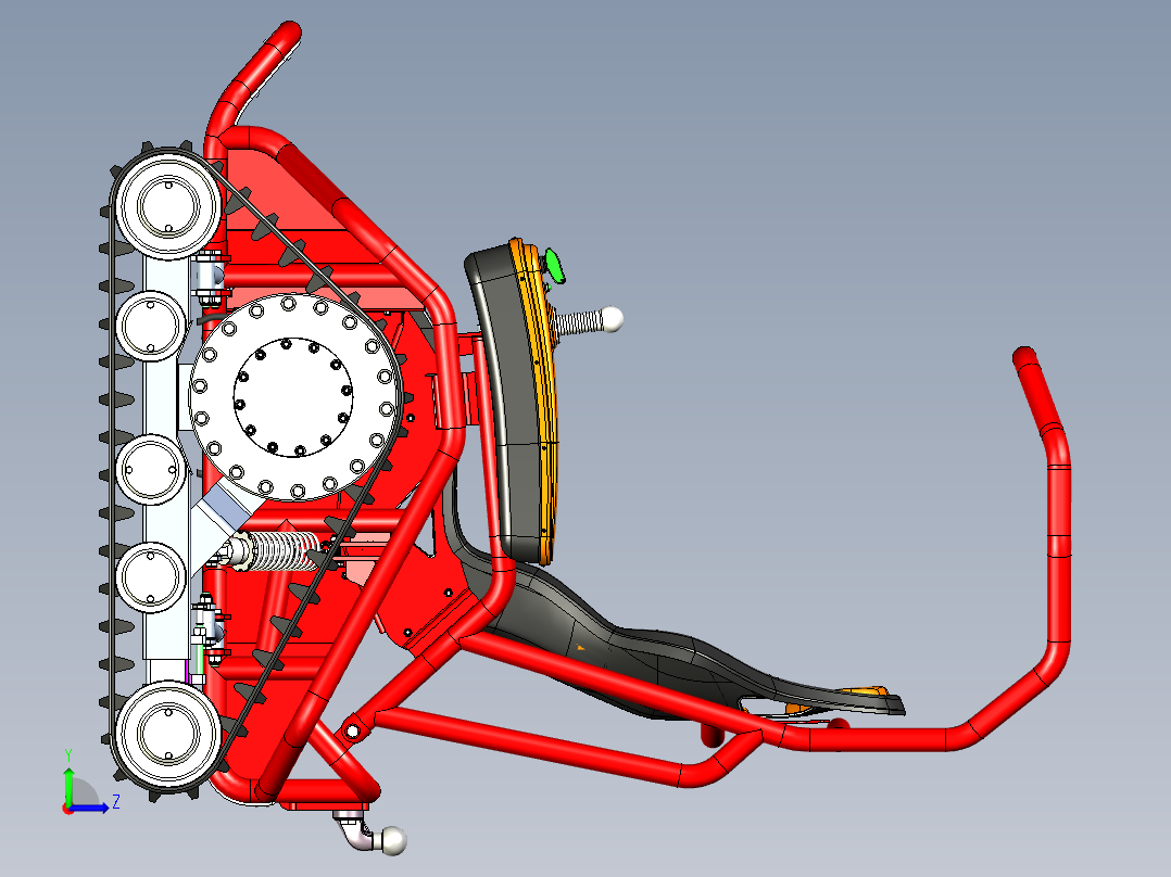 Ziesel全地形三角履带车模型3D图纸 x_t格式左视图