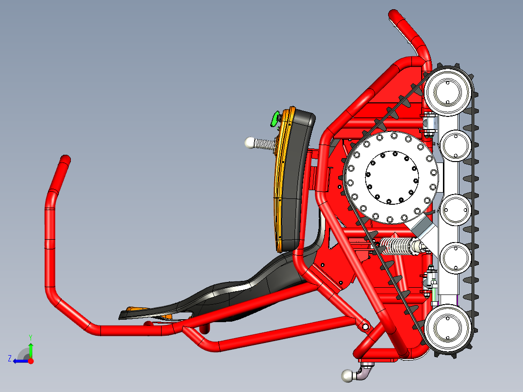 Ziesel全地形三角履带车模型3D图纸 x_t格式右视图