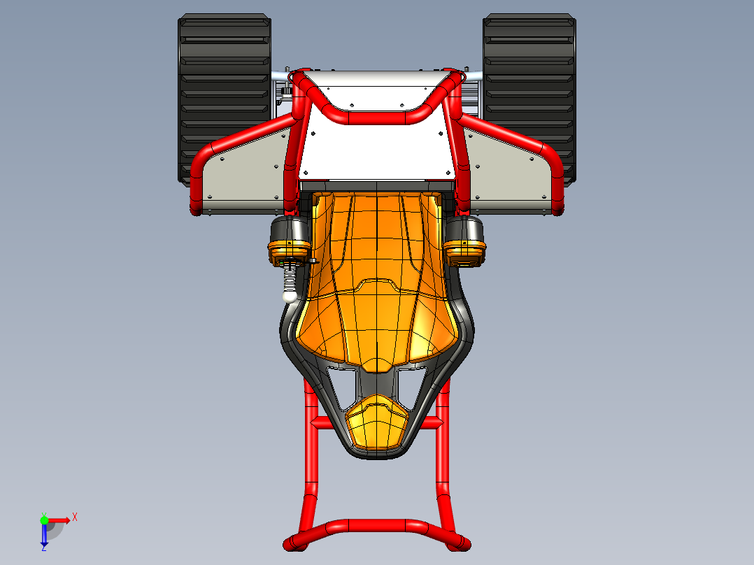 Ziesel全地形三角履带车模型3D图纸 x_t格式俯视图