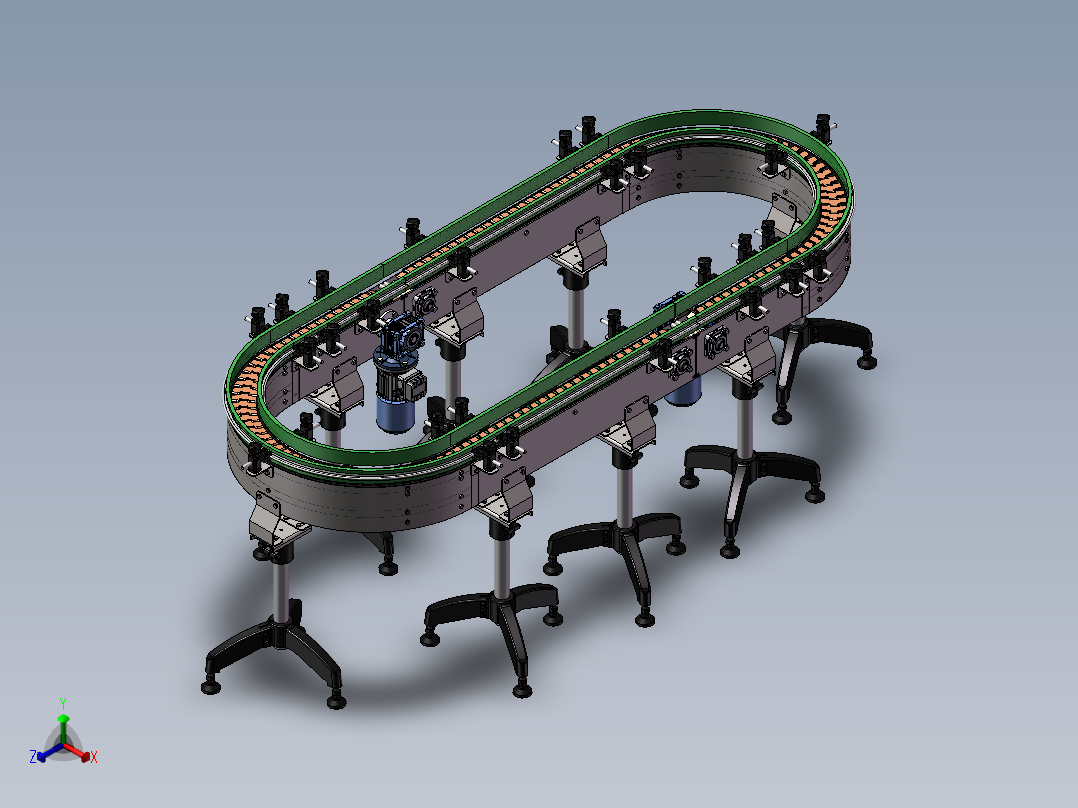 环形链传送线3D K604正等轴测图