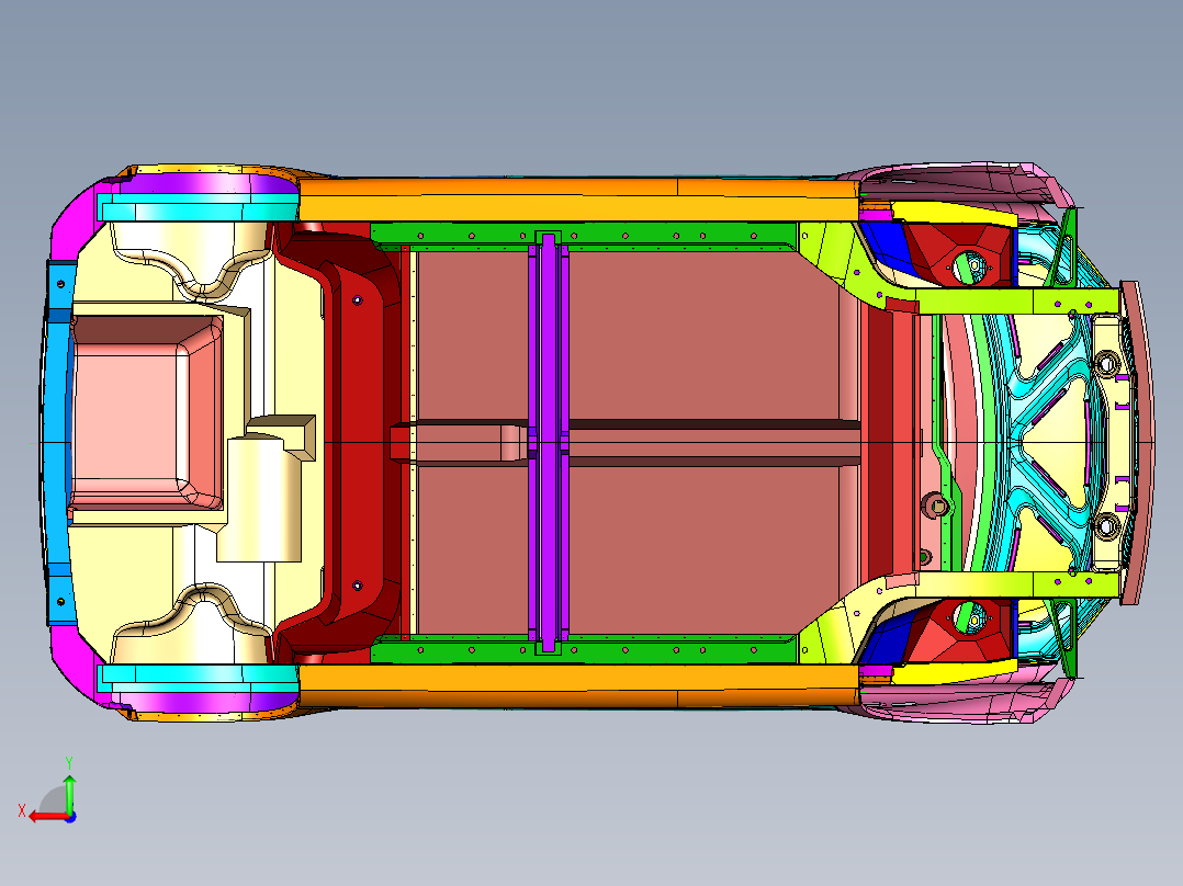 丽驰新能源汽车白车身钣金系统后视图