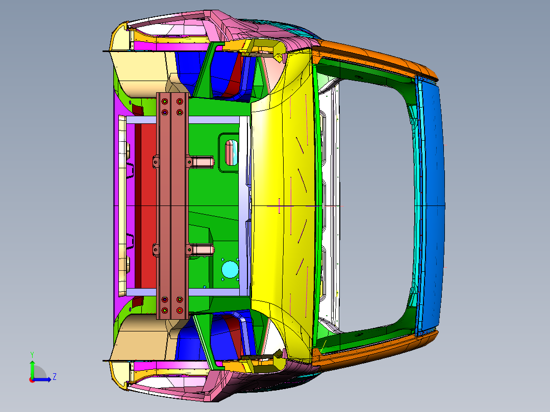 丽驰新能源汽车白车身钣金系统左视图