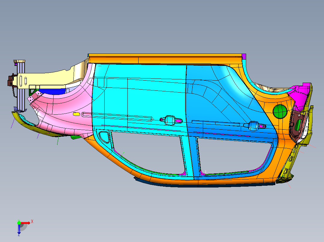丽驰新能源汽车白车身钣金系统俯视图