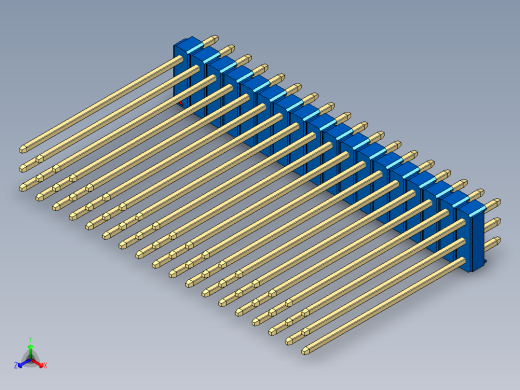 彩色公头100mil（2.54mm）系列-DS1021_blue_3x18p_100mil_Type43_rev1.0正等轴测缩略图