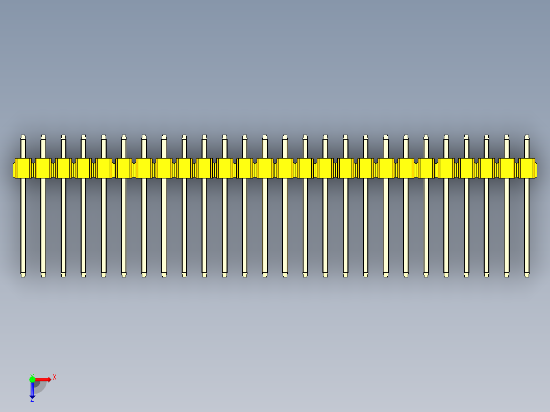 彩色公头100mil（2.54mm）系列-DS1021_yellow_1x26p_100mil_Type5_rev1.0俯视图