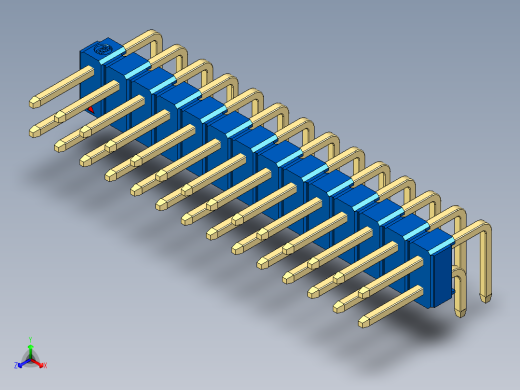 彩色公排针 100mil 2.54mm 系列-DS1022_blue_2x14p_100mil_TypeD_rev1.0正等轴测缩略图