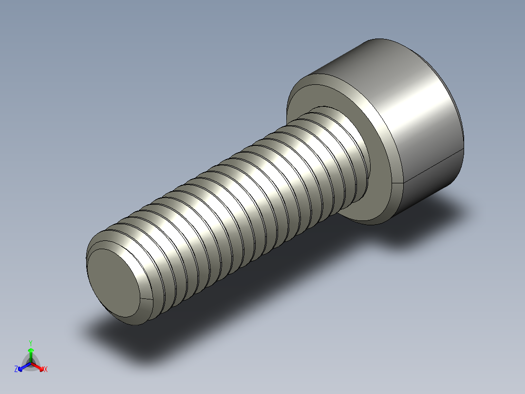 M8 x 1.25mm Thread 25mm LONG SOCKET HEAD CAP SCREW.STEP正等轴测图