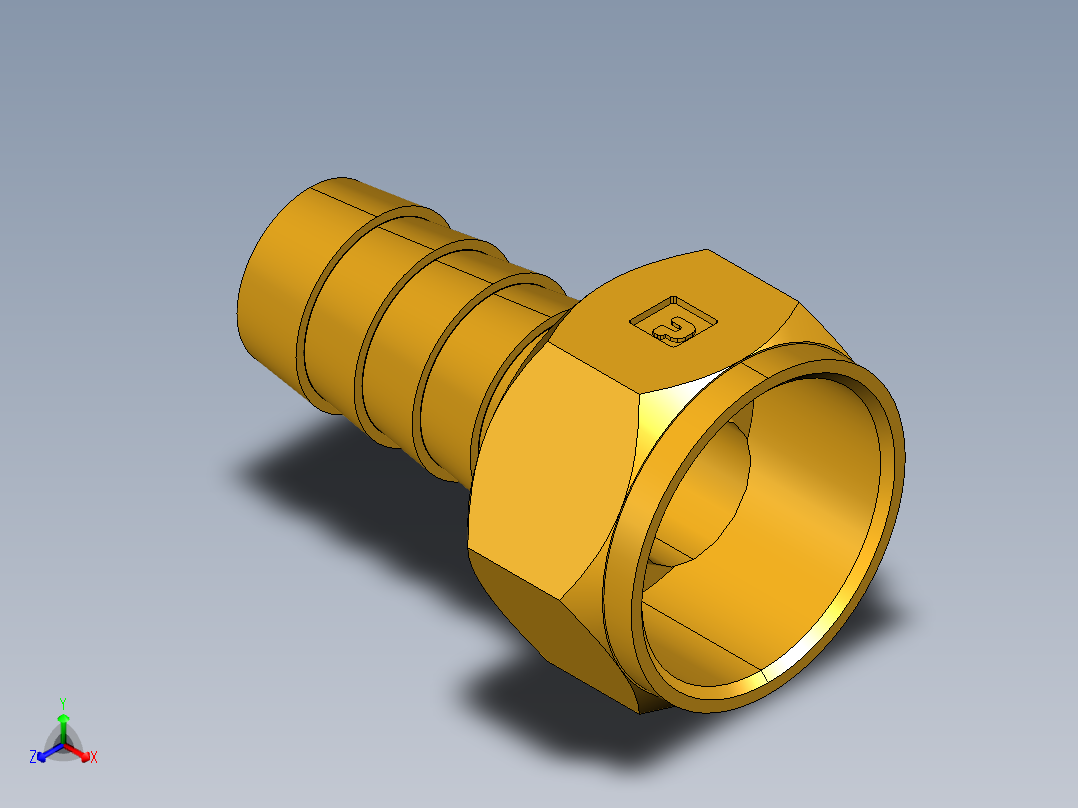 倒齿式工业管接头Hose Barb to Swivel Female Ball-End 128HBLSV-8-8主视图