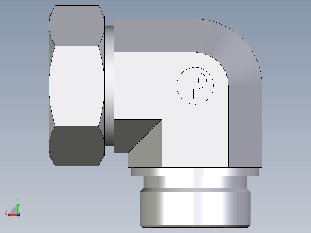 卡套式工业通用硬管接头EO_Male_stud_elbow_WE42LR71后视图