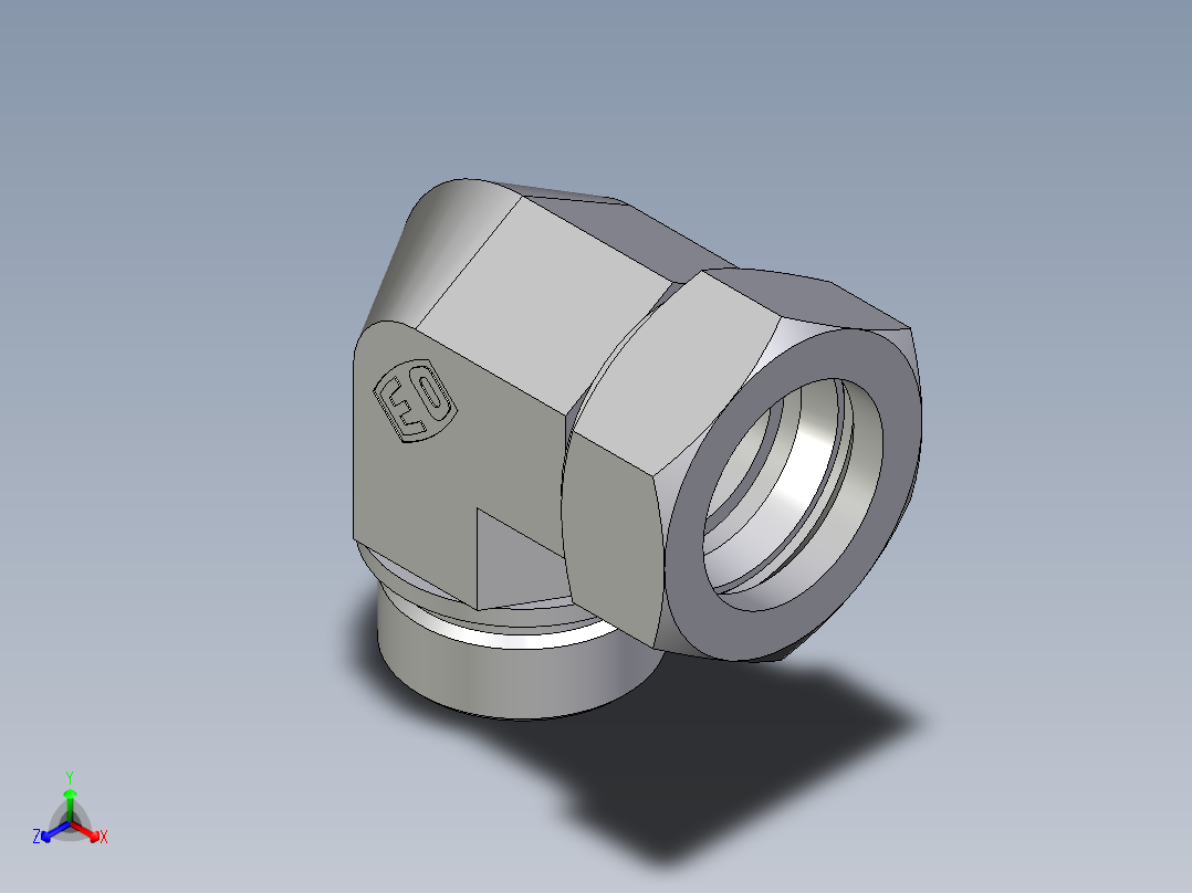 卡套式工业通用硬管接头EO_Male_stud_elbow_WE42LR71正等轴测图