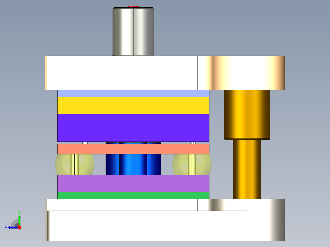 垫片冲孔落料复合模（CAD图+Proe三维）右视图