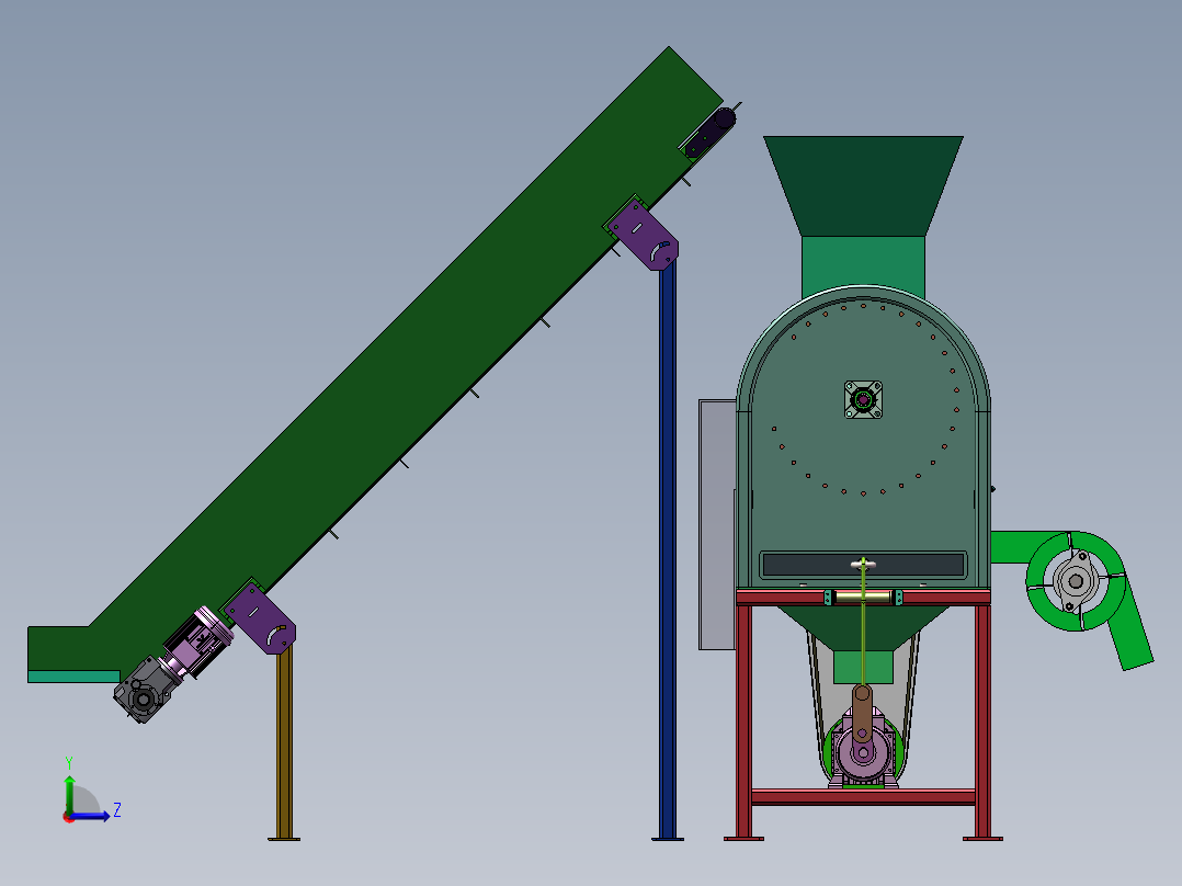 玉米脱粒机三维模型资料左视图