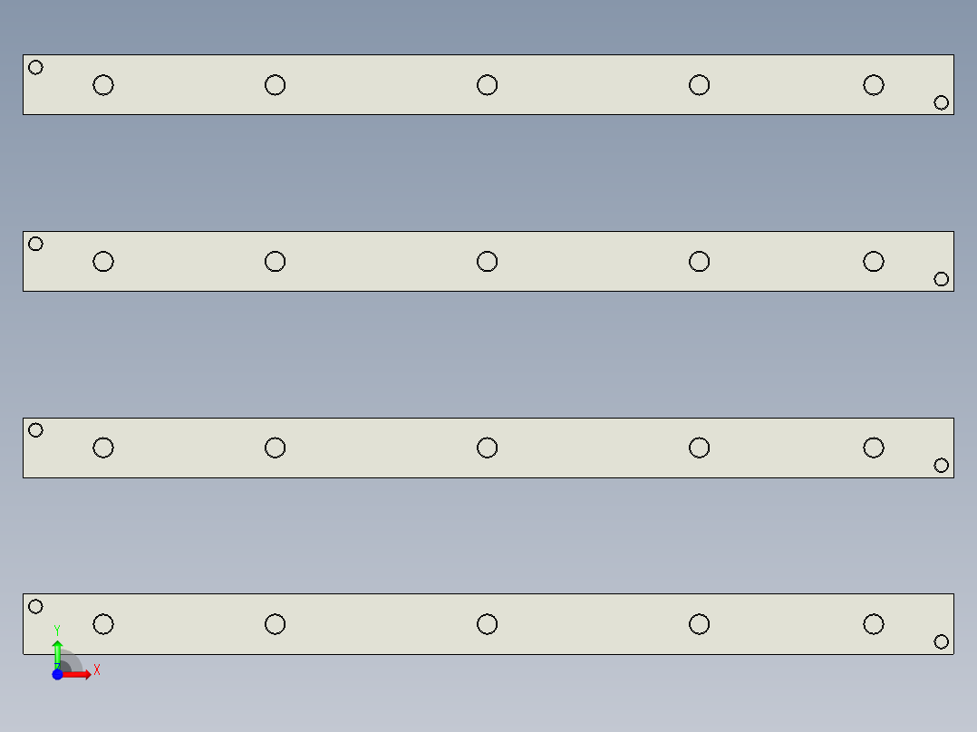 长条铝制工件飞面钻工模型加工程序图前视图