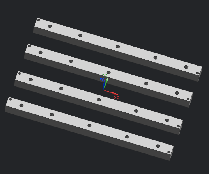 长条铝制工件飞面钻工模型加工程序图