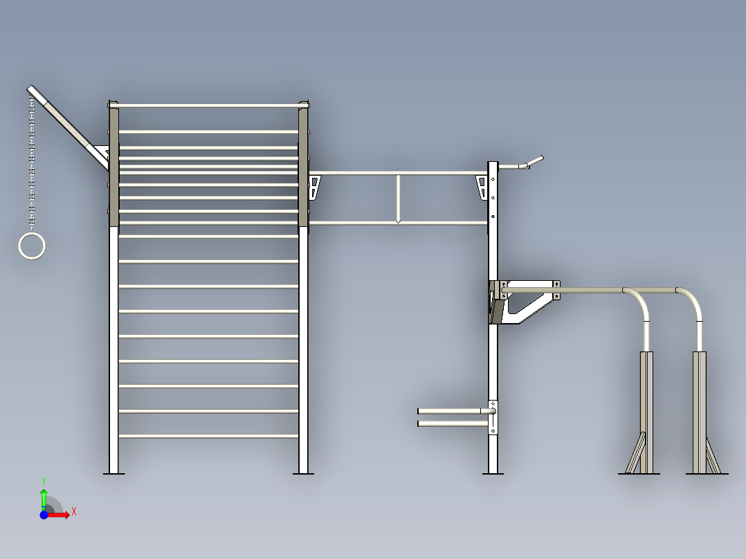 B3003763-运动街健身 自由体操 健身器材前视图