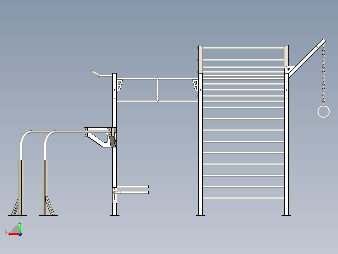 B3003763-运动街健身 自由体操 健身器材后视图