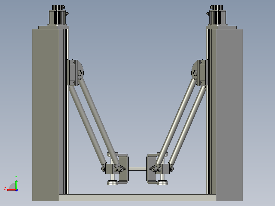 并联机械手抓取机器人后视图