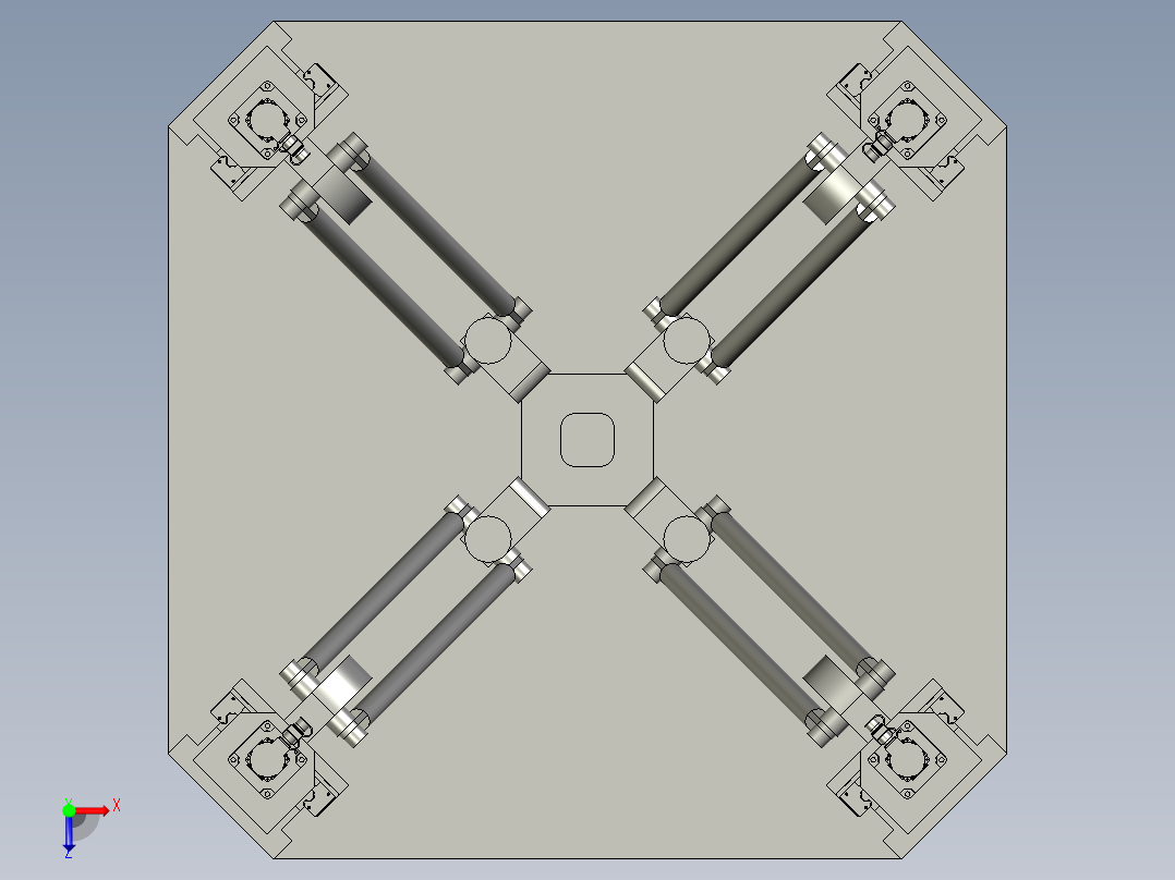 并联机械手抓取机器人俯视图