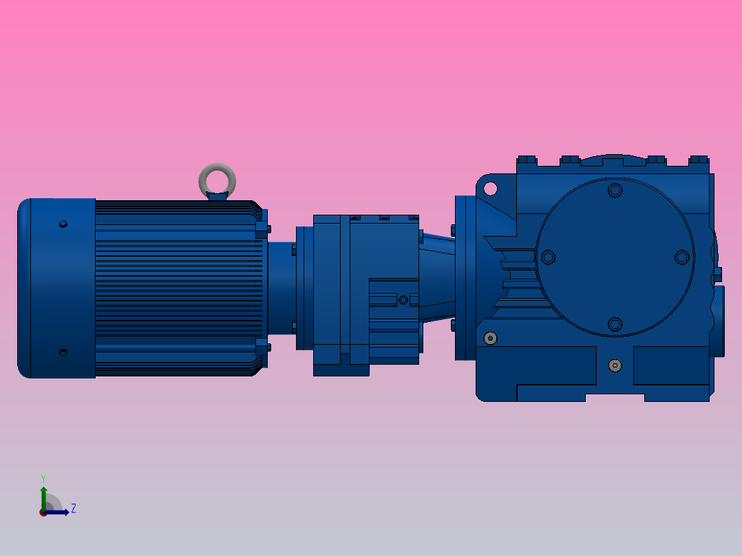 SF67R37组合式斜齿-蜗轮蜗杆减速机SF67R37-Y0.55-4P-198-M1-0°-A左视图