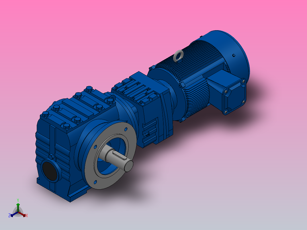 SF67R37组合式斜齿-蜗轮蜗杆减速机SF67R37-Y0.55-4P-198-M1-0°-A正等轴测图