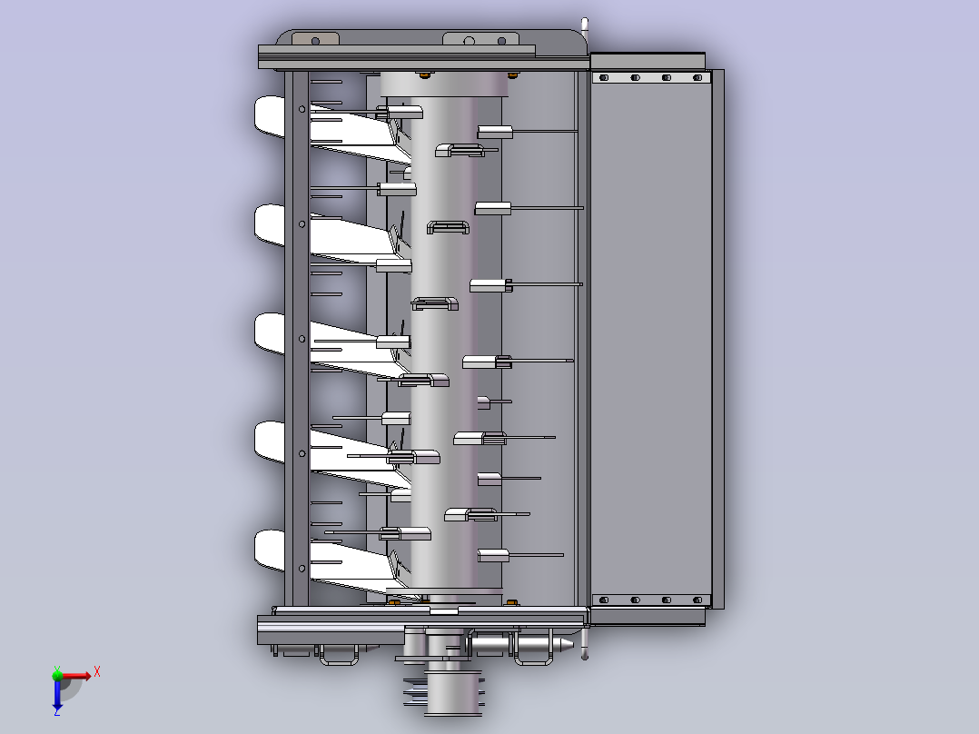粉碎器装配SolidWorks三维模型俯视图