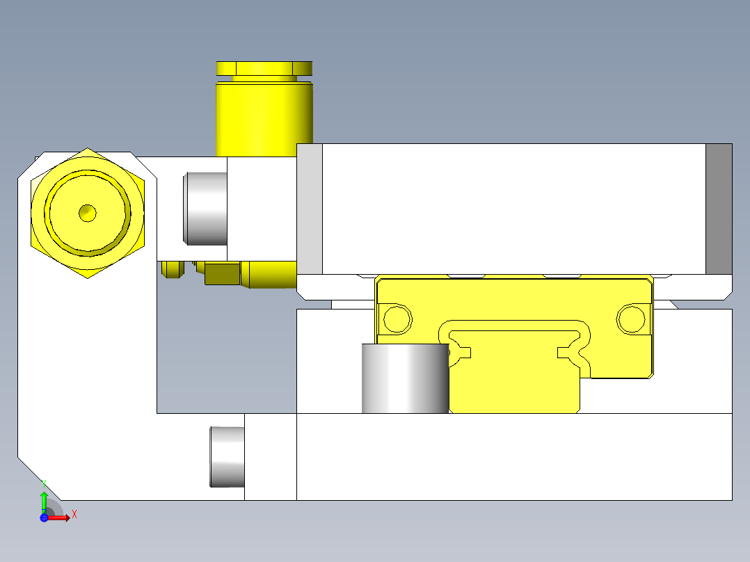 使用气缸的单轴组件前视图