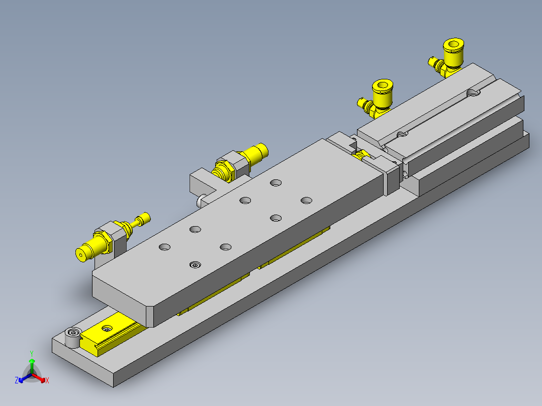 使用气缸的单轴组件正等轴测图