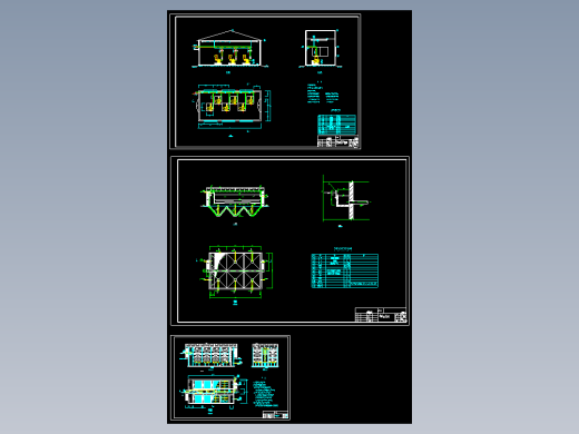 生物接触氧化池 水解酸化池 鼓风机房设备间 三视图CAD图纸
