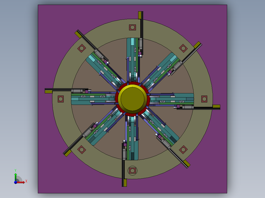 凸轮分割器图纸 机械素材3D图纸自动化设备三维模型前视图