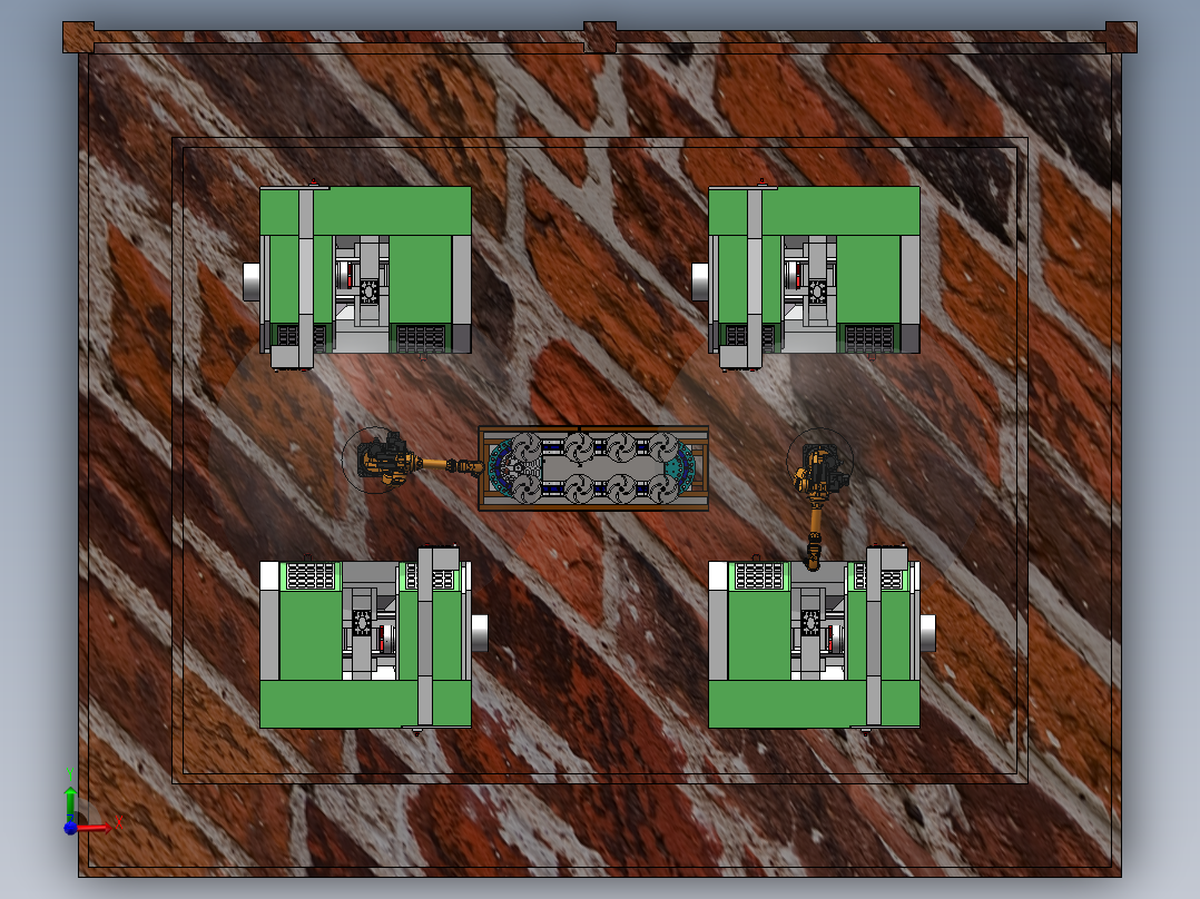 机加工自动化与循环料仓3D图纸H61前视图
