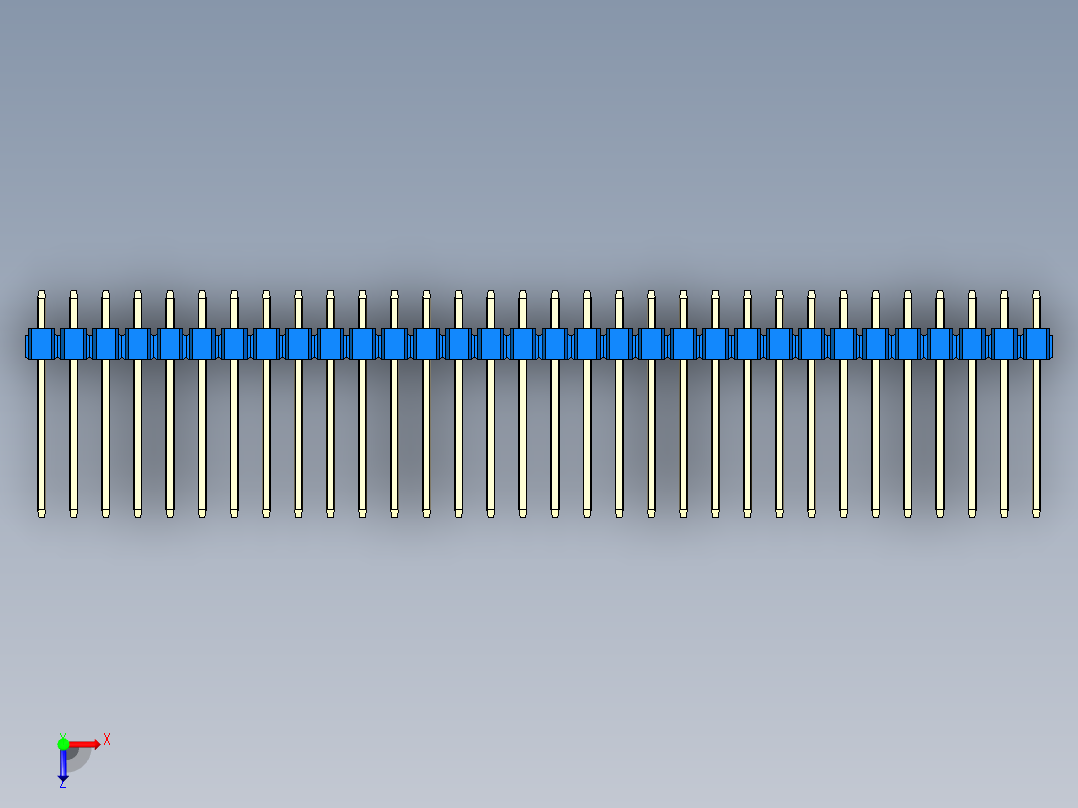 彩色公头100mil（2.54mm）系列-DS1021_blue_1x32p_100mil_Type5_rev1.0俯视图